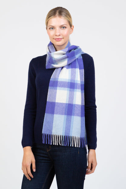 Made in Scotland Contemporary Exploded Thompson Wide Cashmere Scarf - Blue