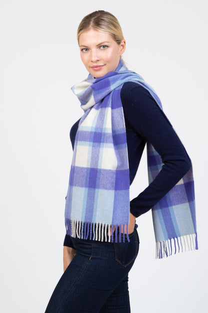 Made in Scotland Contemporary Exploded Thompson Wide Cashmere Scarf - Blue