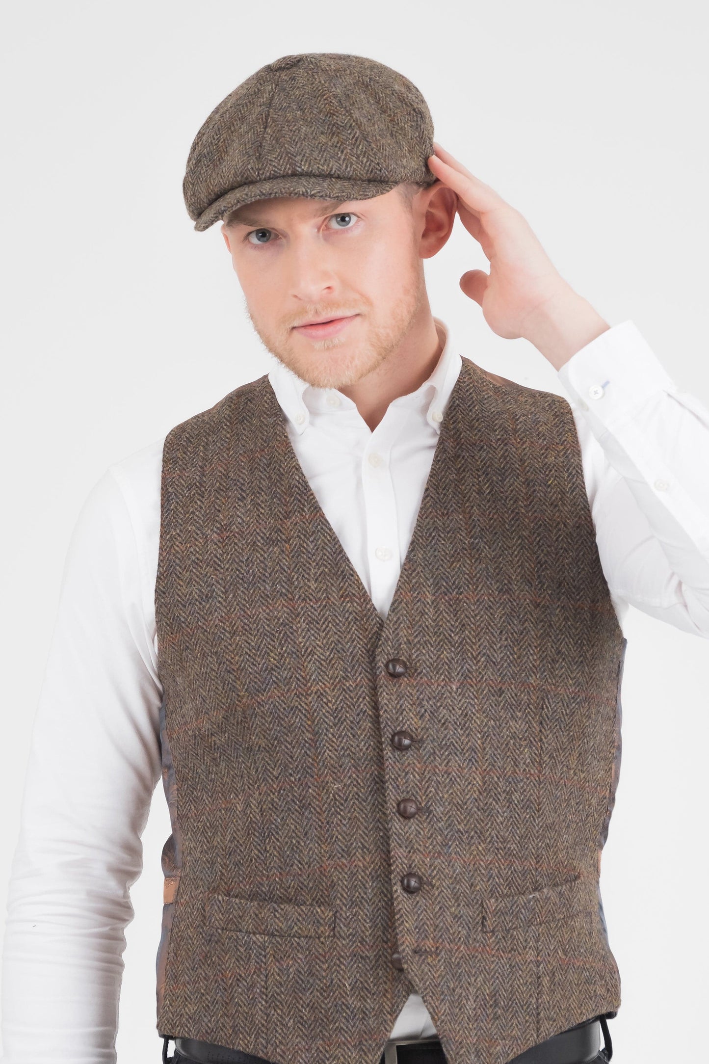 Harris Tweed Carloway Hat - Brown Check
