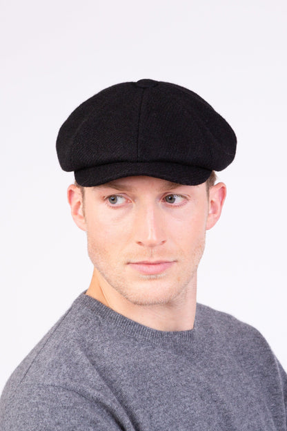 Harris Tweed Carloway Hat - Plain Black Twill