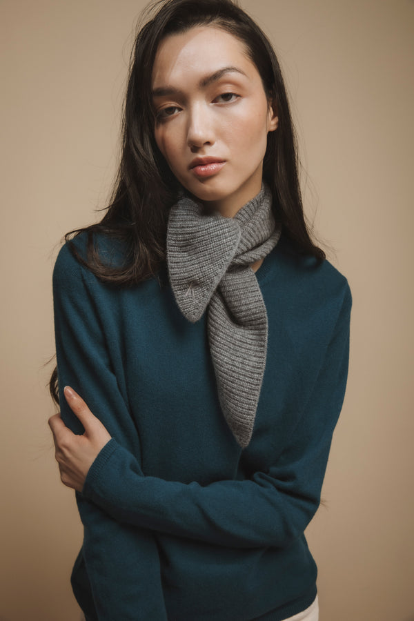 Grey Cashmere Knitted Tie