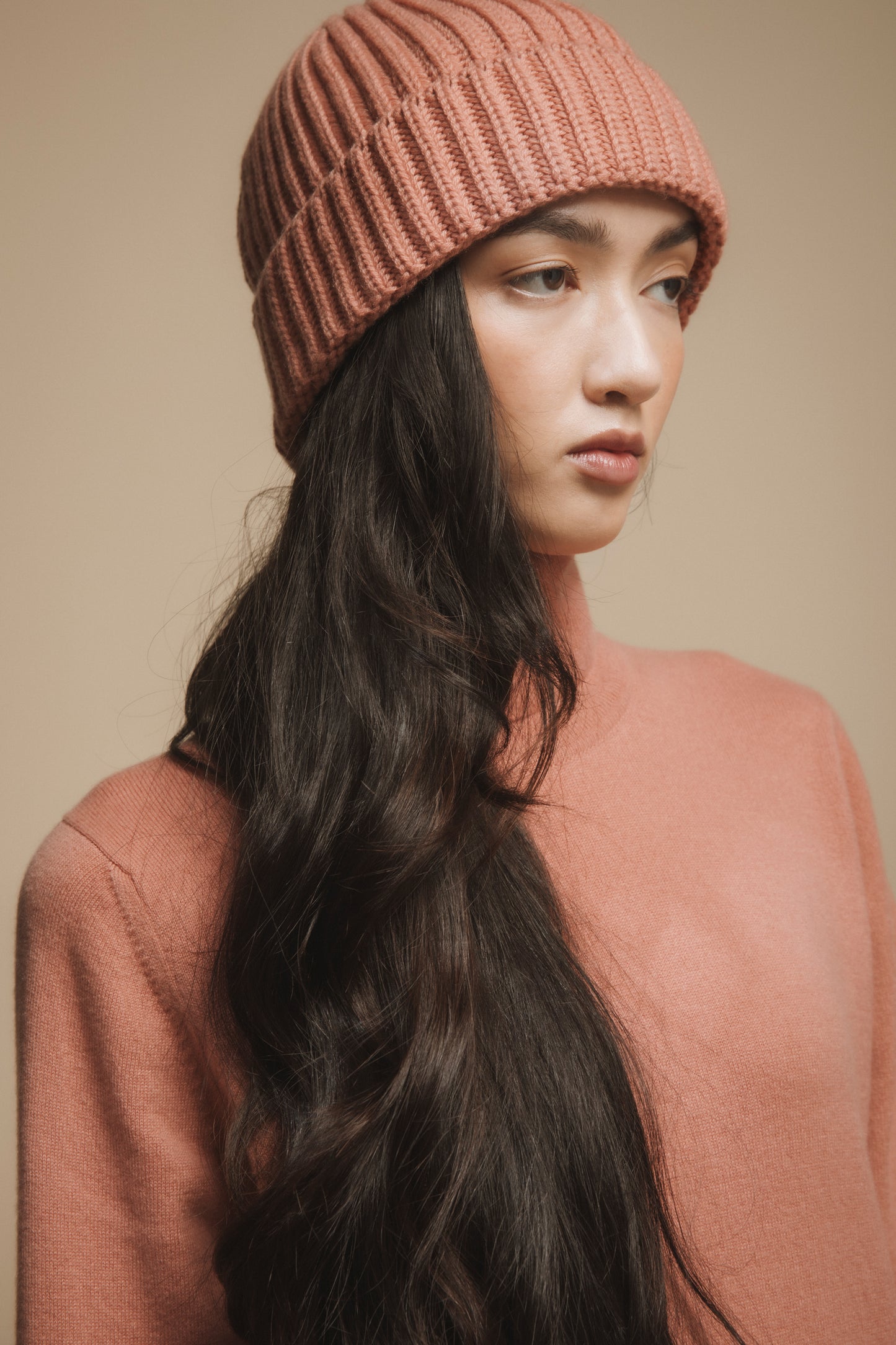 Unisex Made in Scotland Cashmere Beanie - Dusky Pink