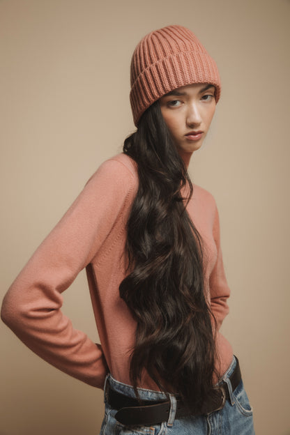 Unisex Made in Scotland Cashmere Beanie - Dusky Pink