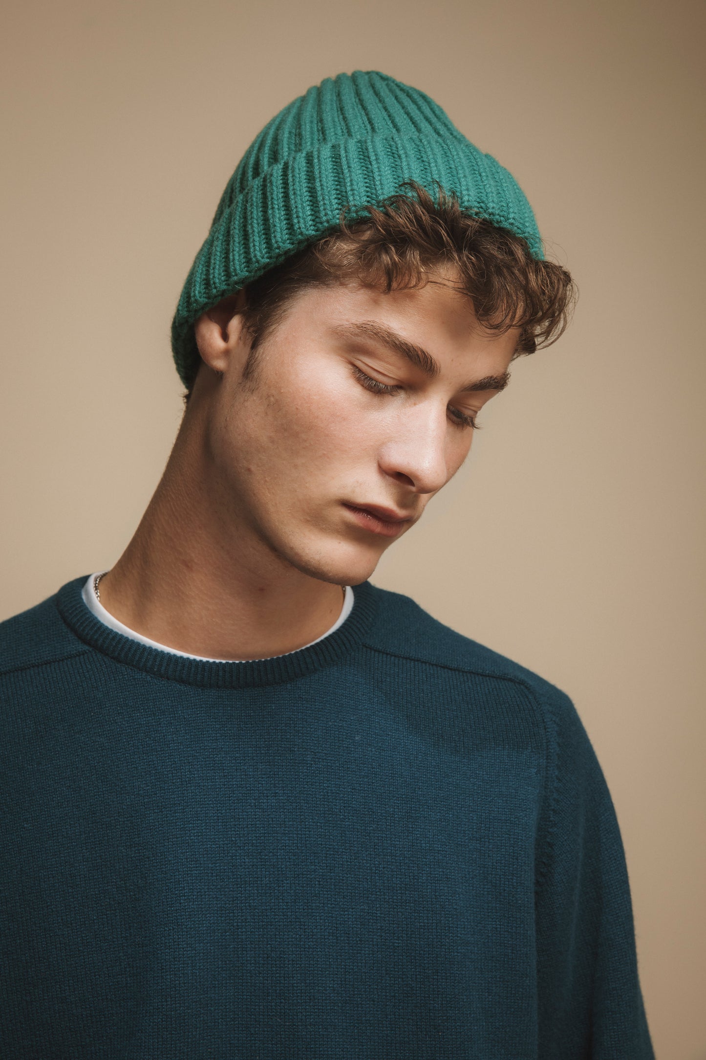 Unisex Made in Scotland Cashmere Beanie - Green