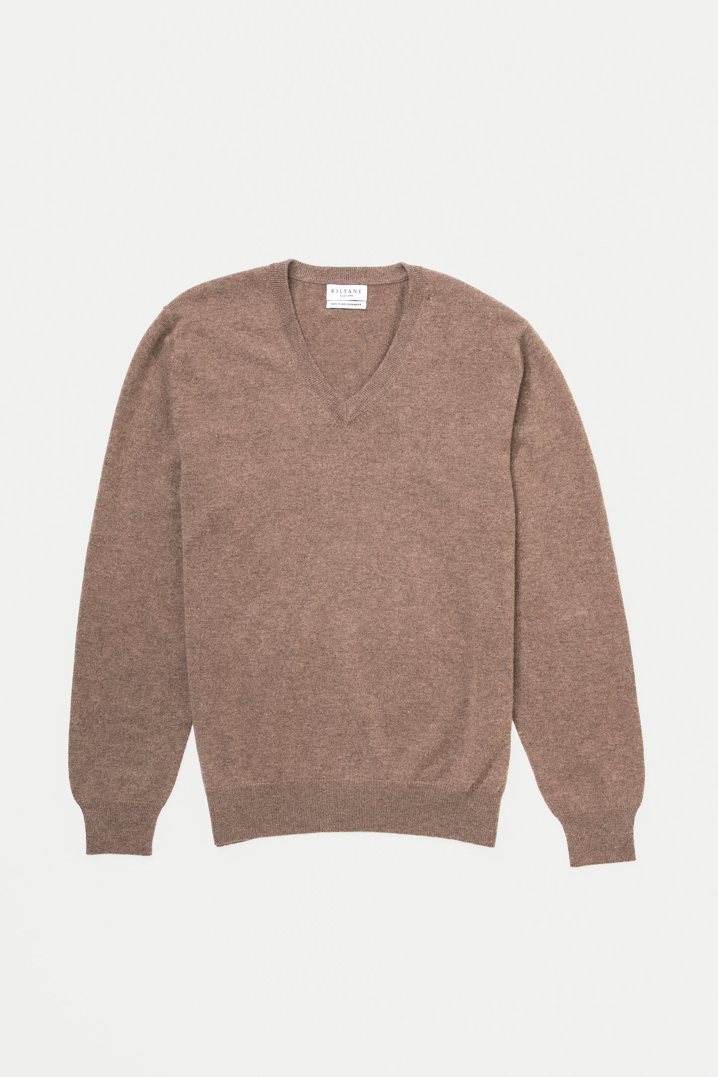 Men's Cashmere V Neck Jumper - Squirrel