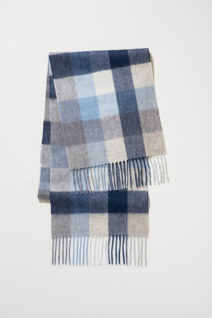 5 Square Check Lambswool Scarf - Glacier