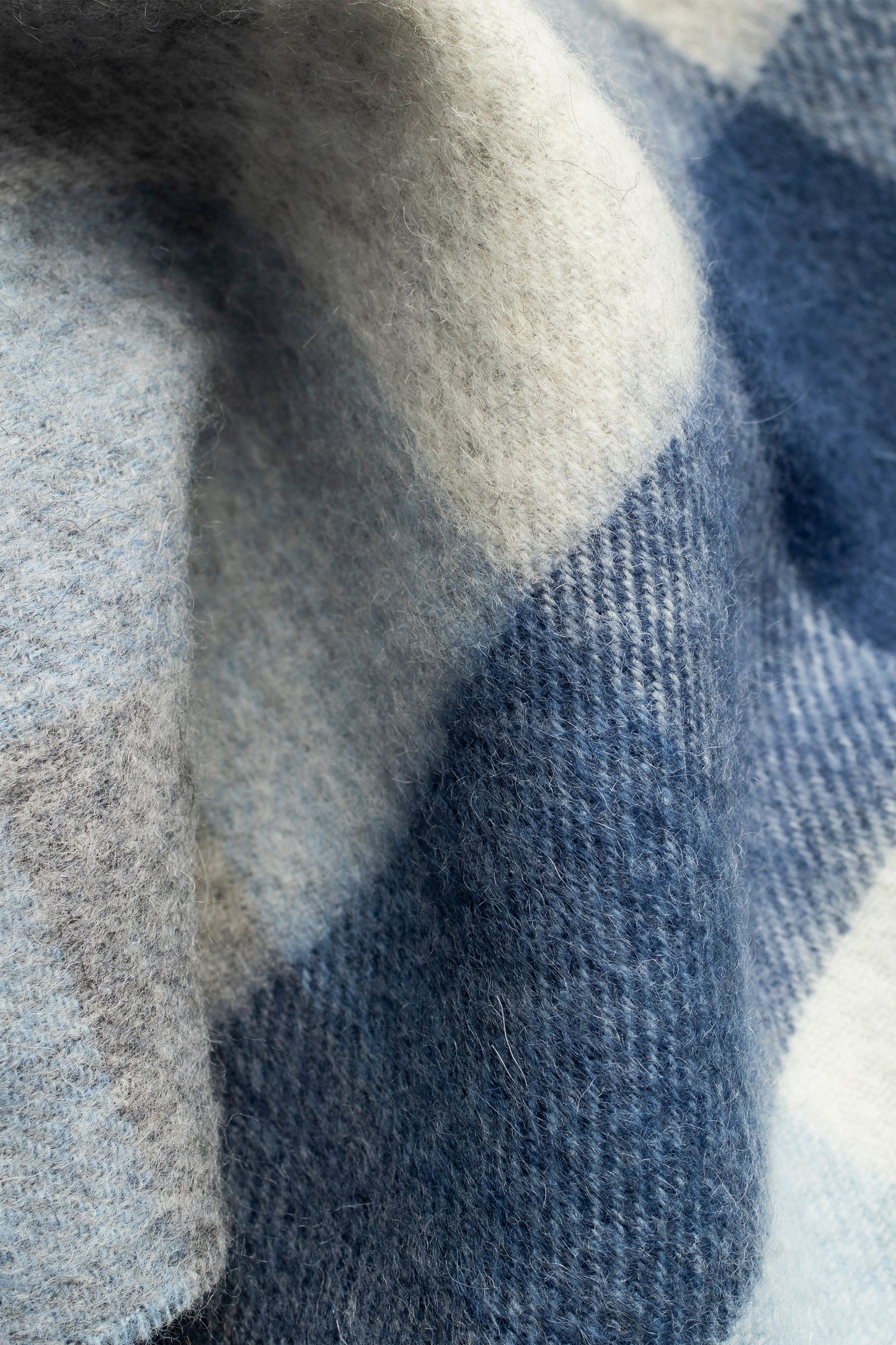 5 Square Check Lambswool Scarf - Glacier