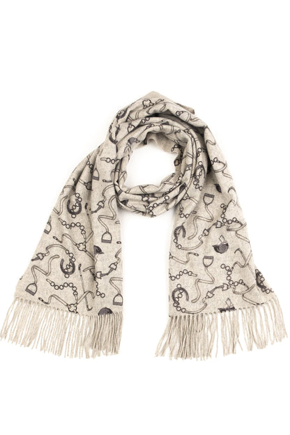 Equestrian Cashmere Double Sided Stole - Grey