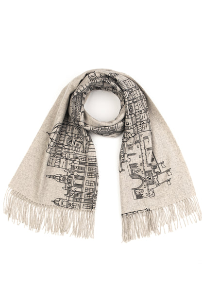 Skyline Cashmere Double Sided Stole - Grey Repeat
