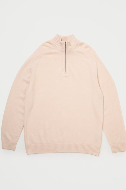 Unisex Edinburgh Cashmere Half Zip Jumper - Cream