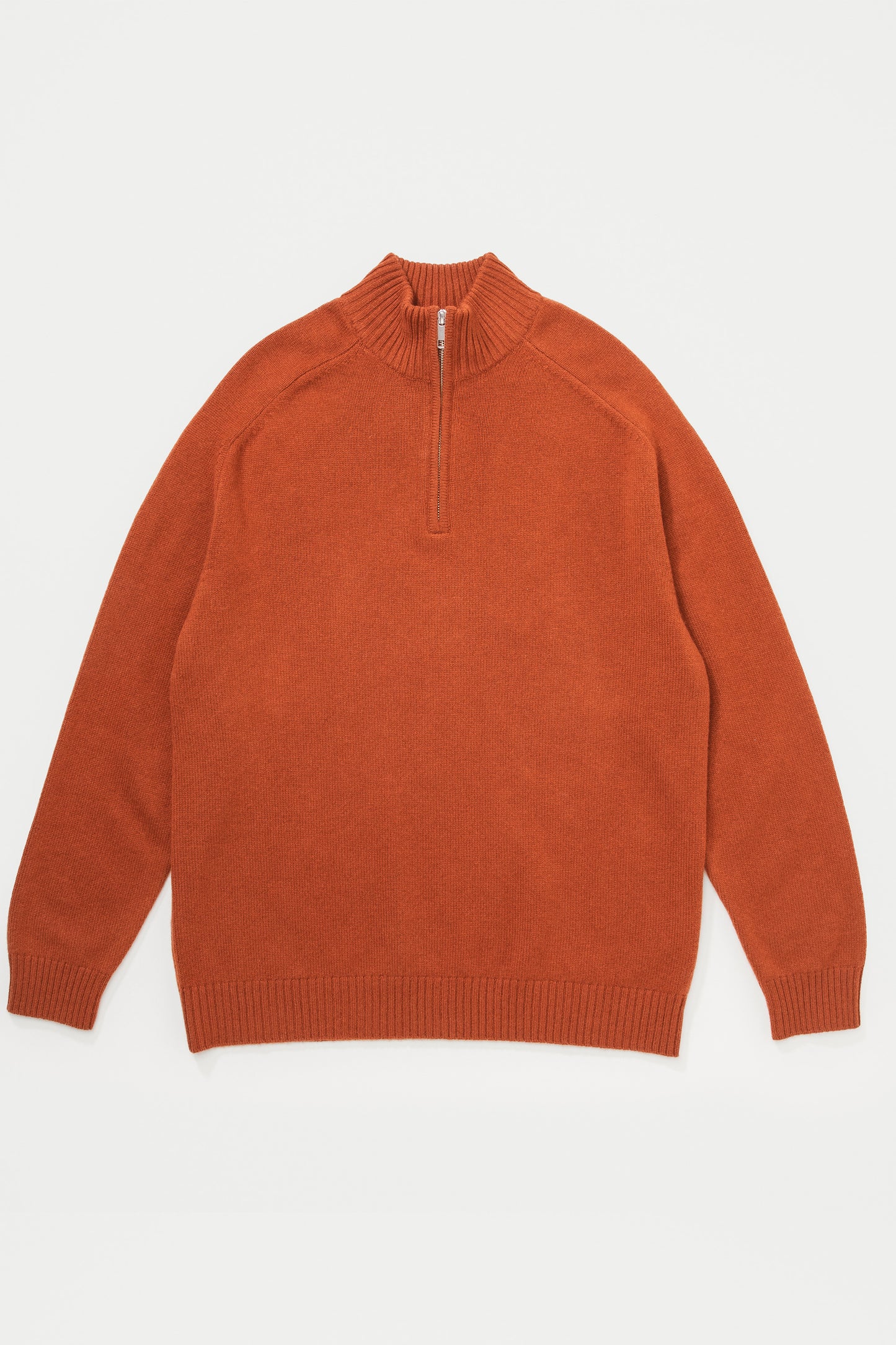 Unisex Edinburgh Cashmere Half Zip Jumper - Warm Ginger