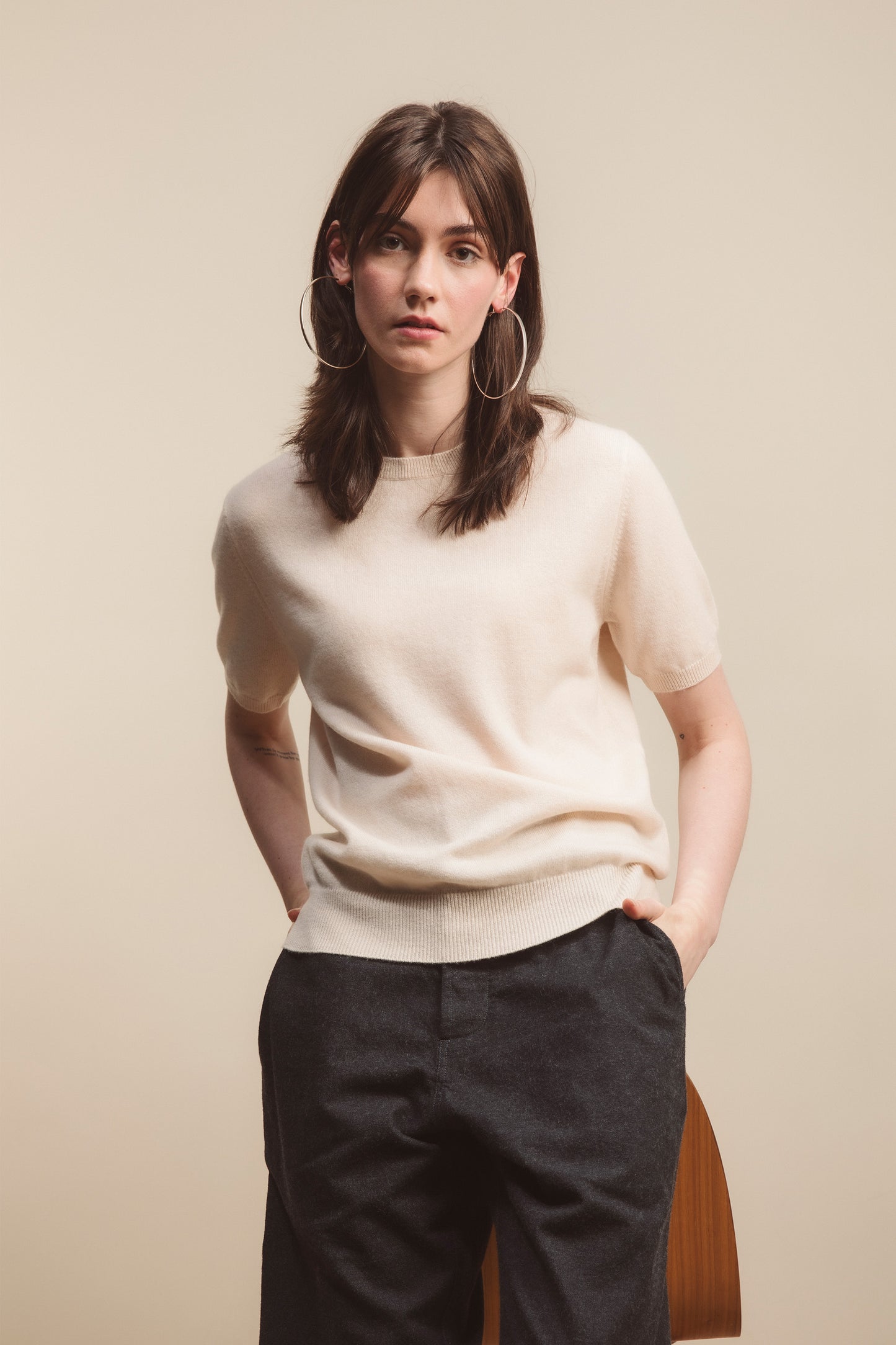 Edinburgh Cashmere T-Shirt - Cream