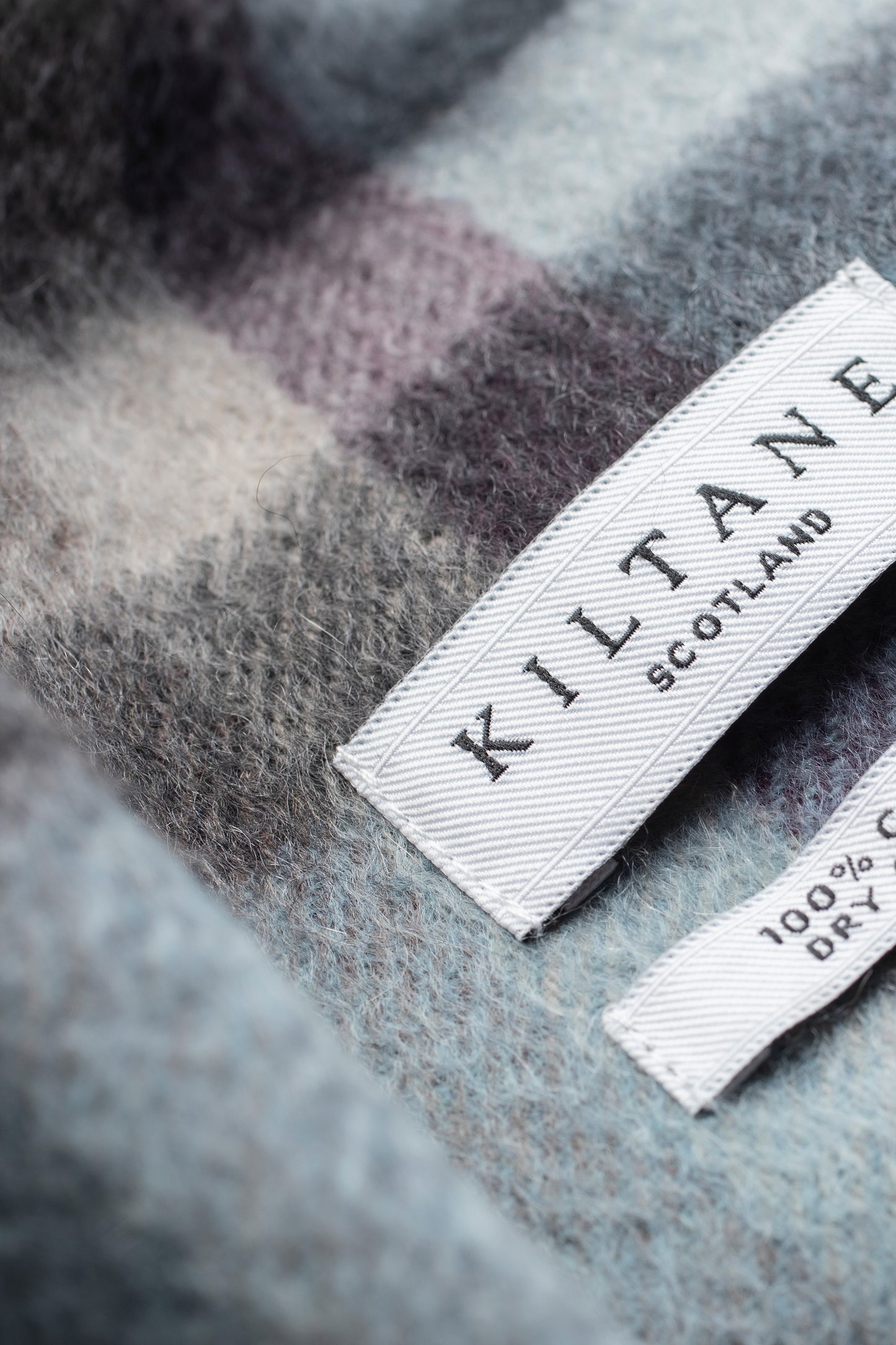 Tartan 2 Cashmere Scarf - Blue Taupe