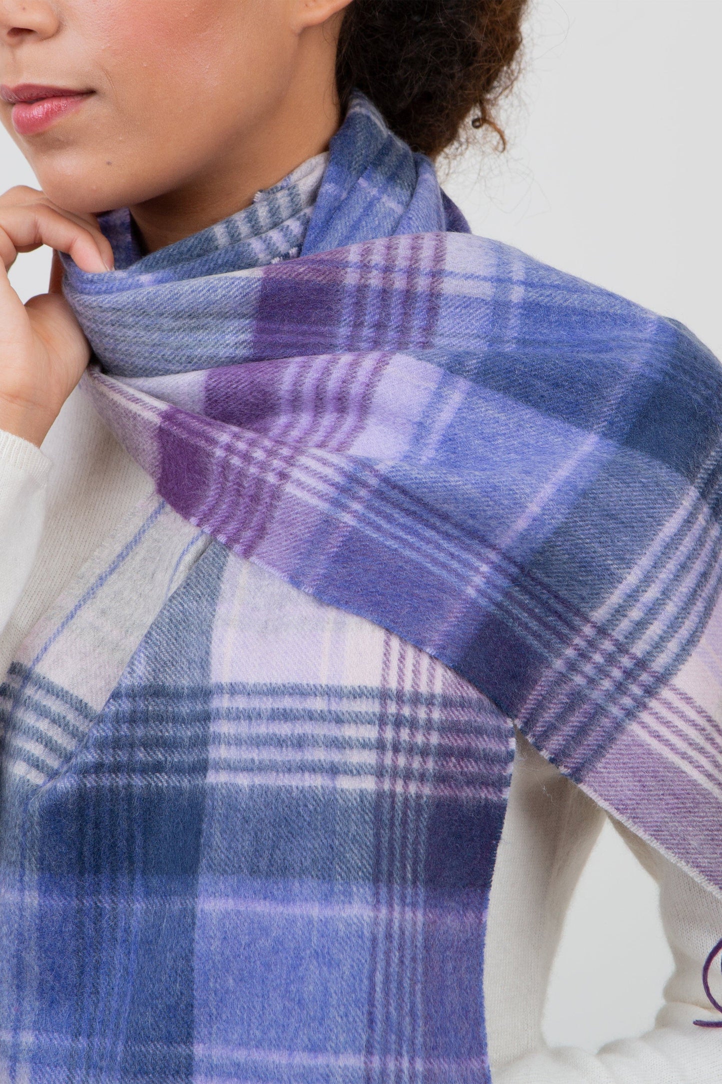 Repeat Edge Cashmere Scarf - Purple