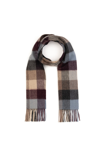 5 Square Check Cashmere Scarf - Teal