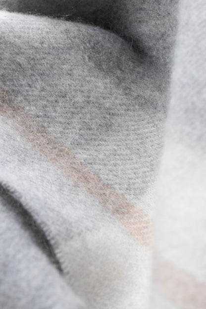 Contemporary Check Cashmere Scarf - Grey