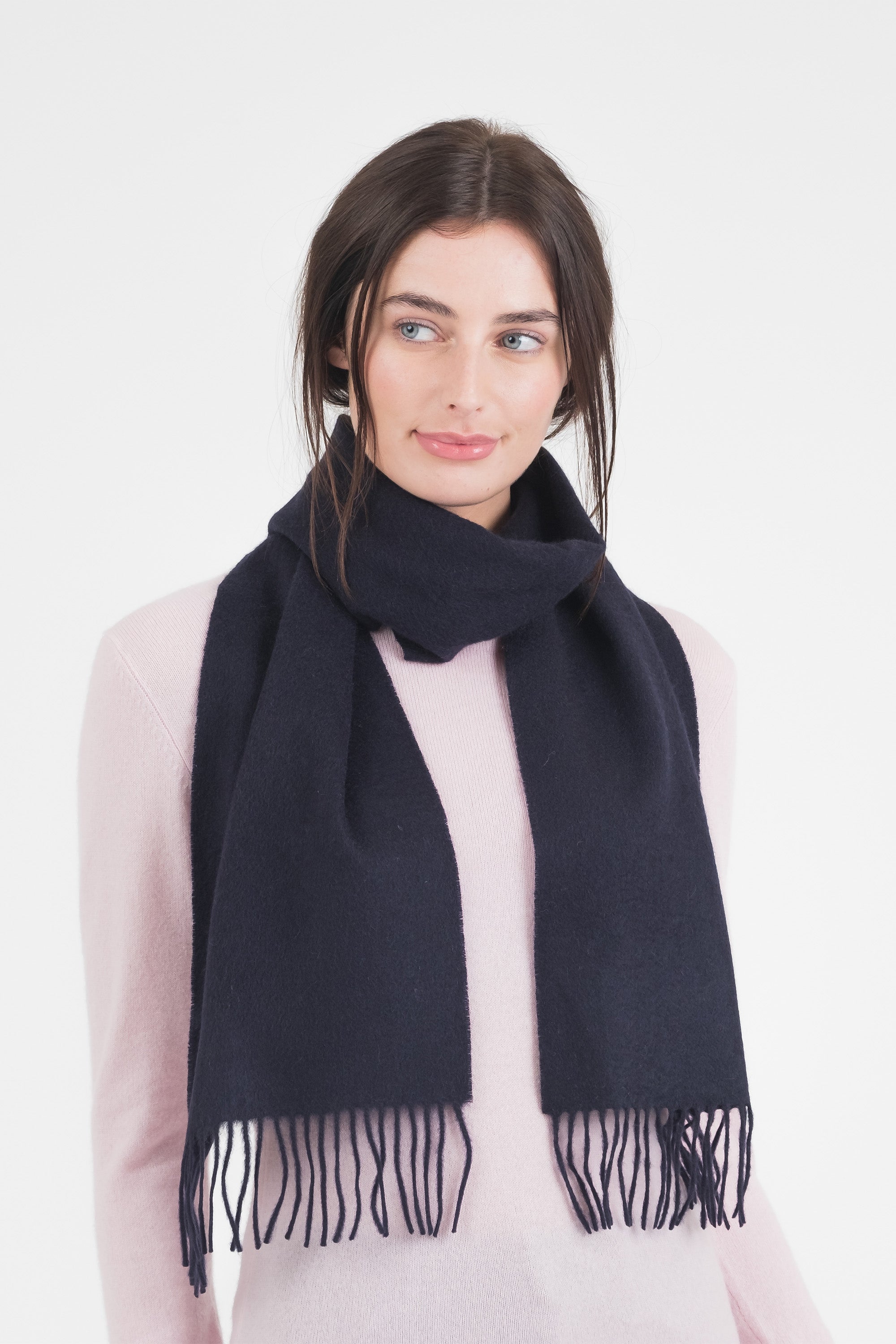 Solid Cashmere Scarf Dark Navy Kiltane