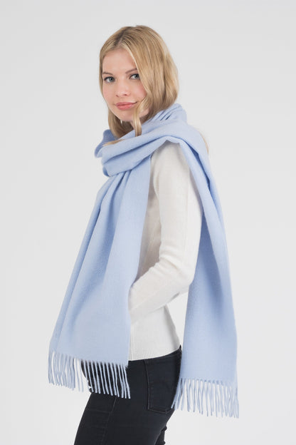 Solid Cashmere Wide Scarf - Blue