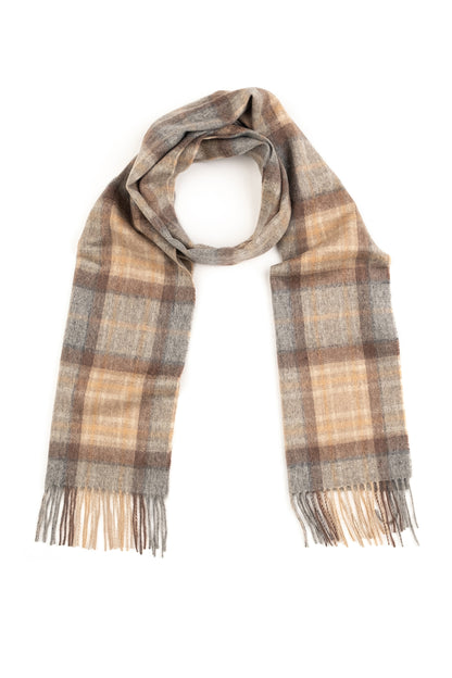 Heritage Tartan Cashmere Wide Scarf - Mackellar Natural