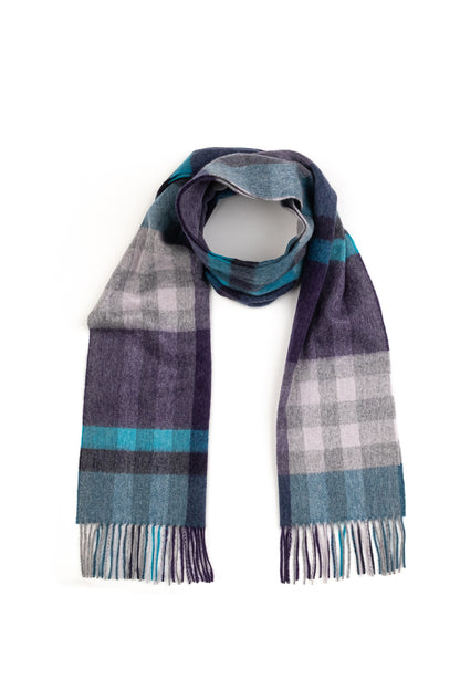 Tartan 2 Cashmere Wide Scarf - Blue