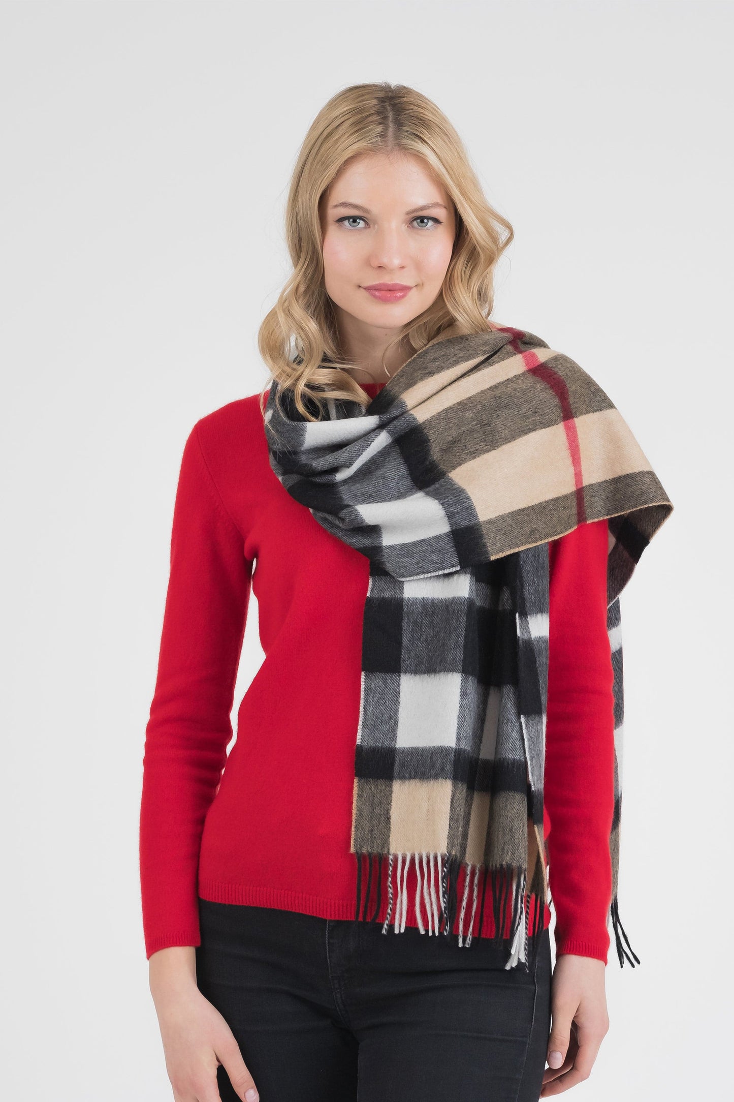 Exploded Camel Thompson Cashmere Wide Scarf