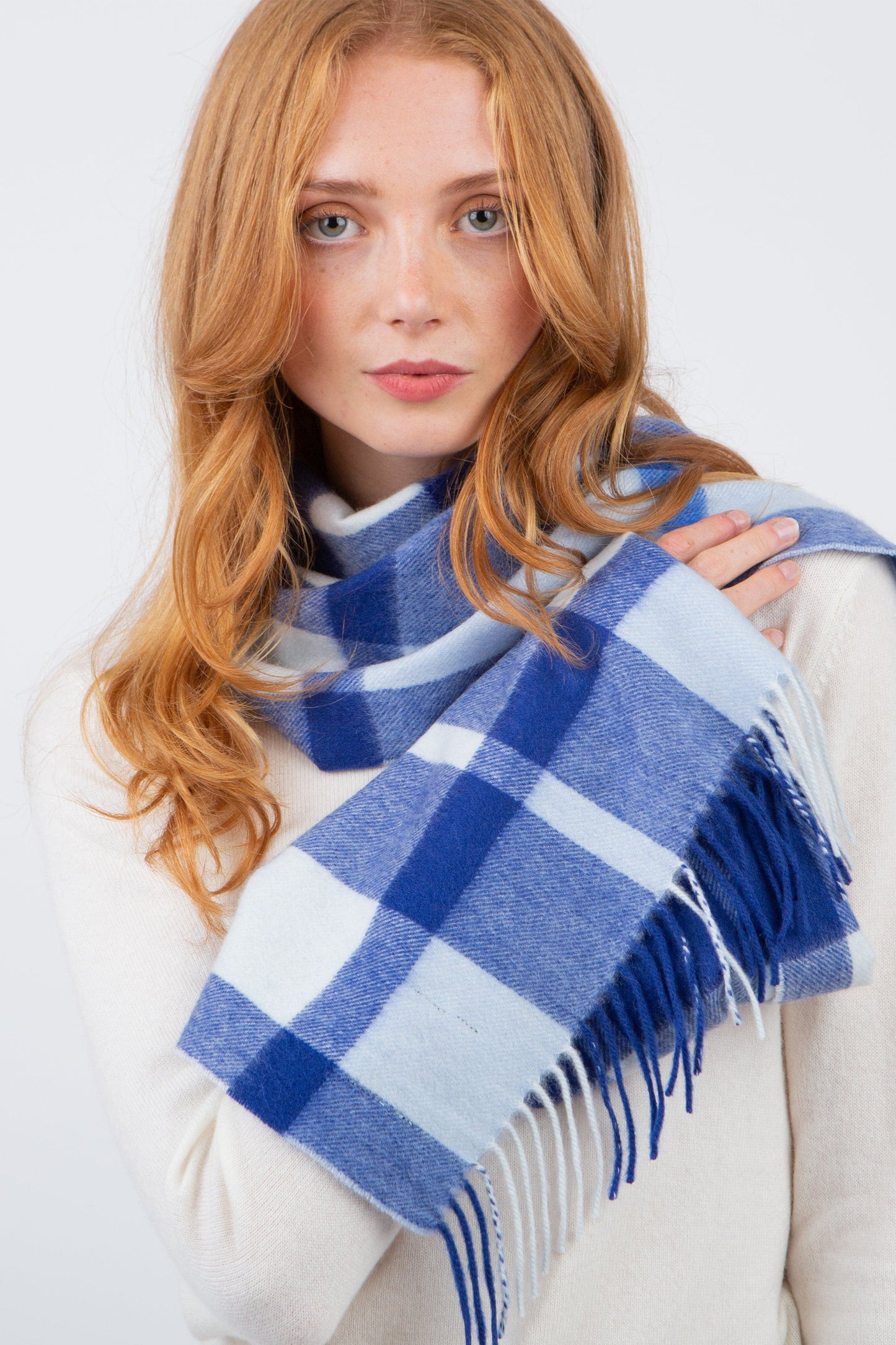 Scotty Thompson Cashmere Wide Scarf - Exploded Blue