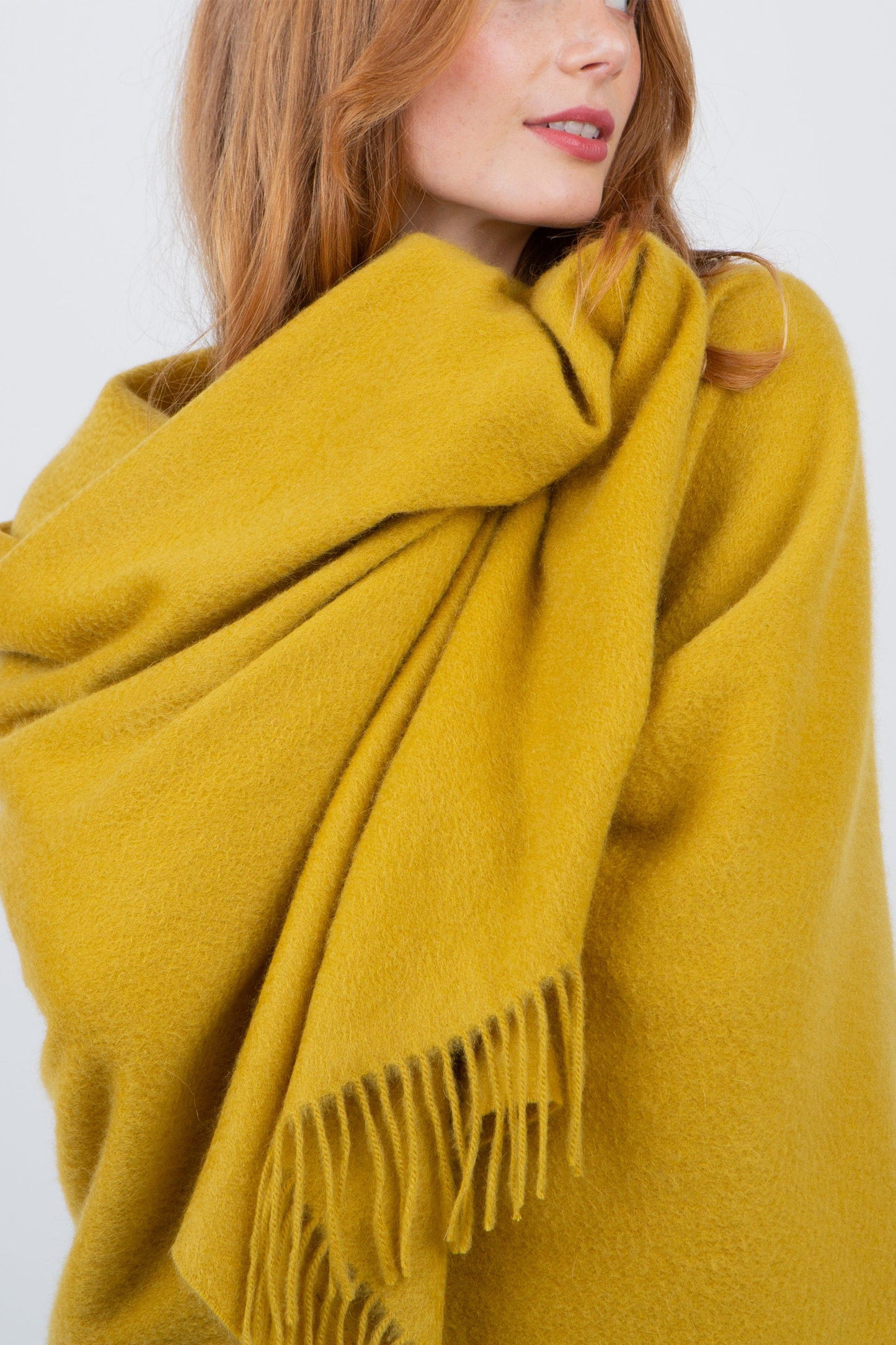 Solid Cashmere Stole - Sulphur Green