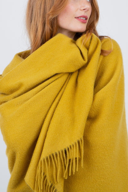 Solid Cashmere Stole - Sulphur Green