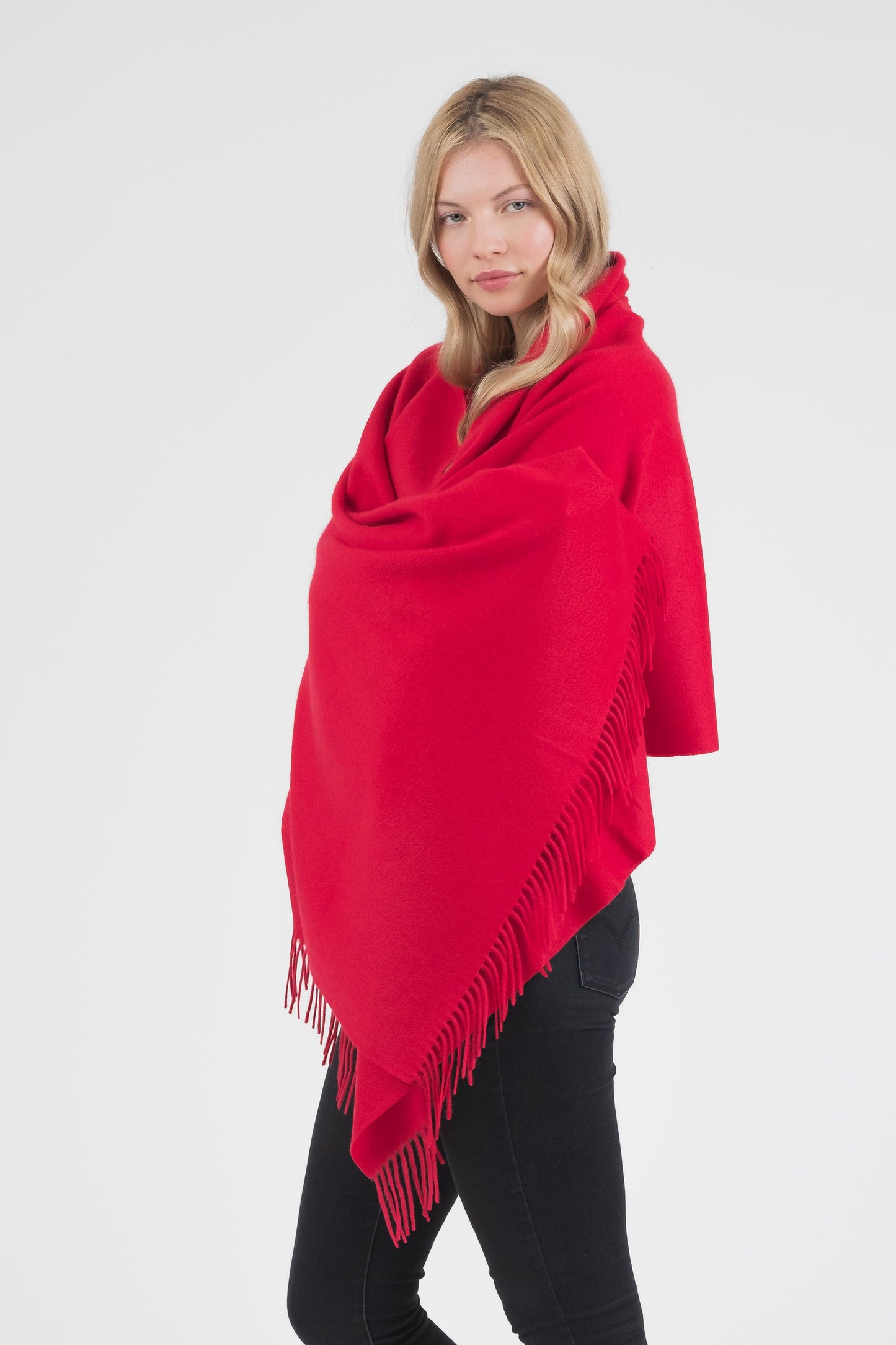 Solid Cashmere Stole - Chinese Red