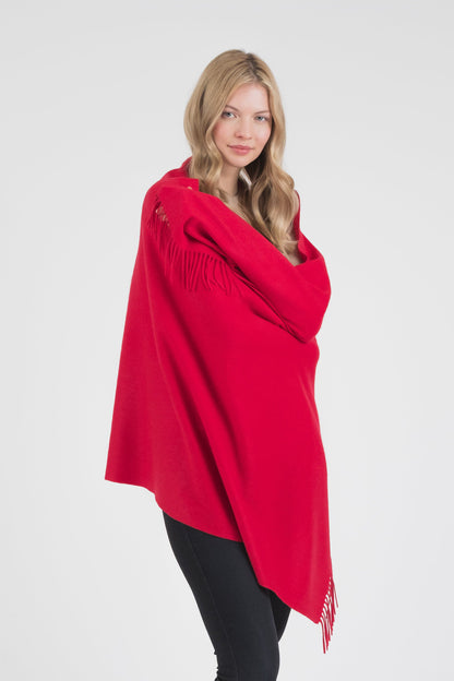 Solid Cashmere Stole - Chinese Red
