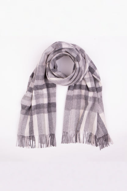 Stepping Check Cashmere Stole - Monochrome