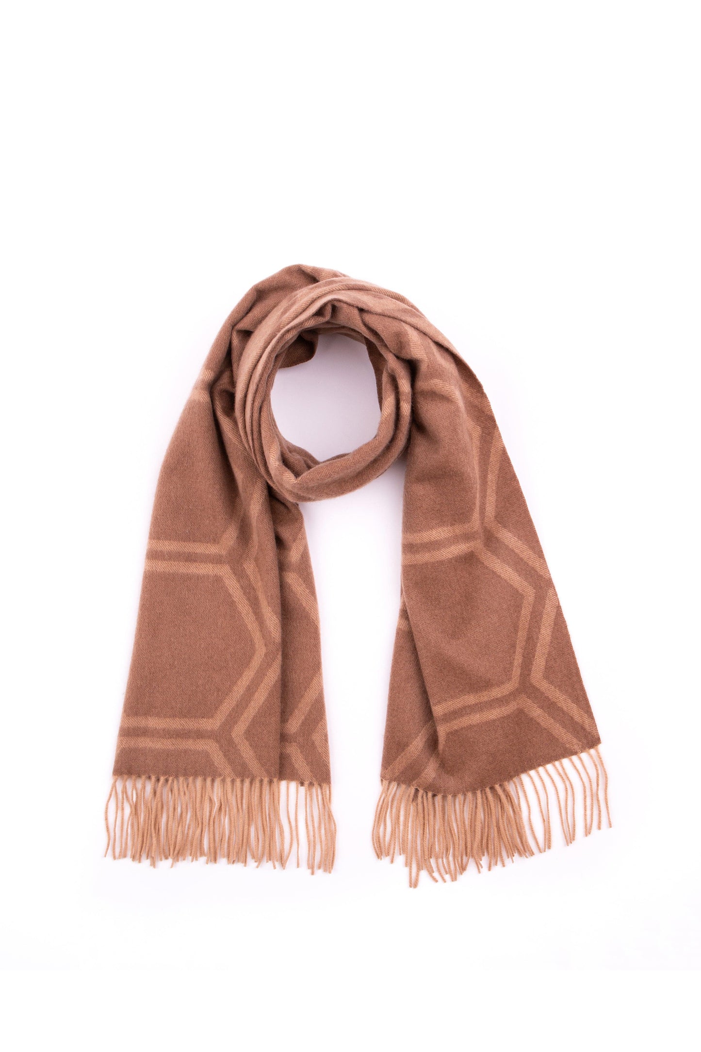 Jacquard Cashmere Geo Stole - Camel