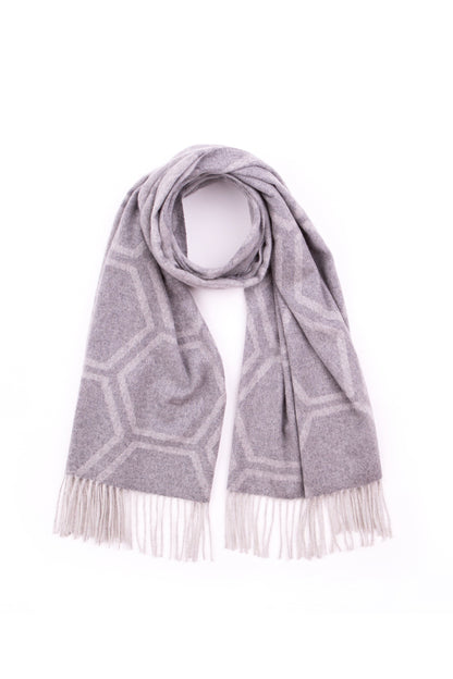 Jacquard Cashmere Geo Stole - Light Grey