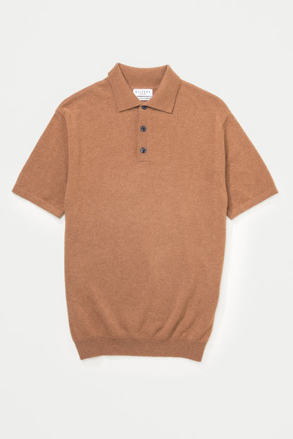 Meadows Short Sleeve Knitted Polo Shirt - Bronze