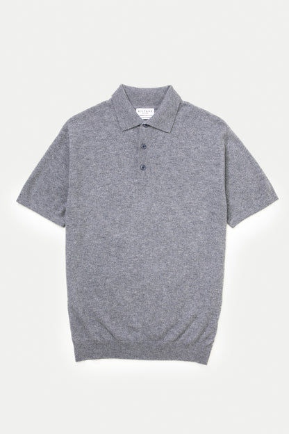 Meadows Short Sleeve Knitted Polo Shirt - Derby Grey