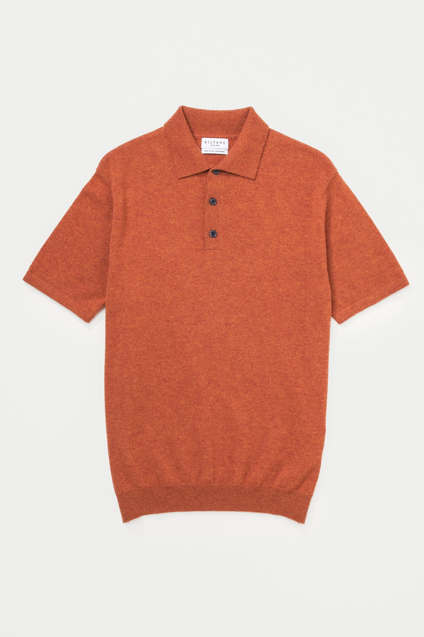 Meadows Short Sleeve Knitted Polo Shirt - Warm Ginger