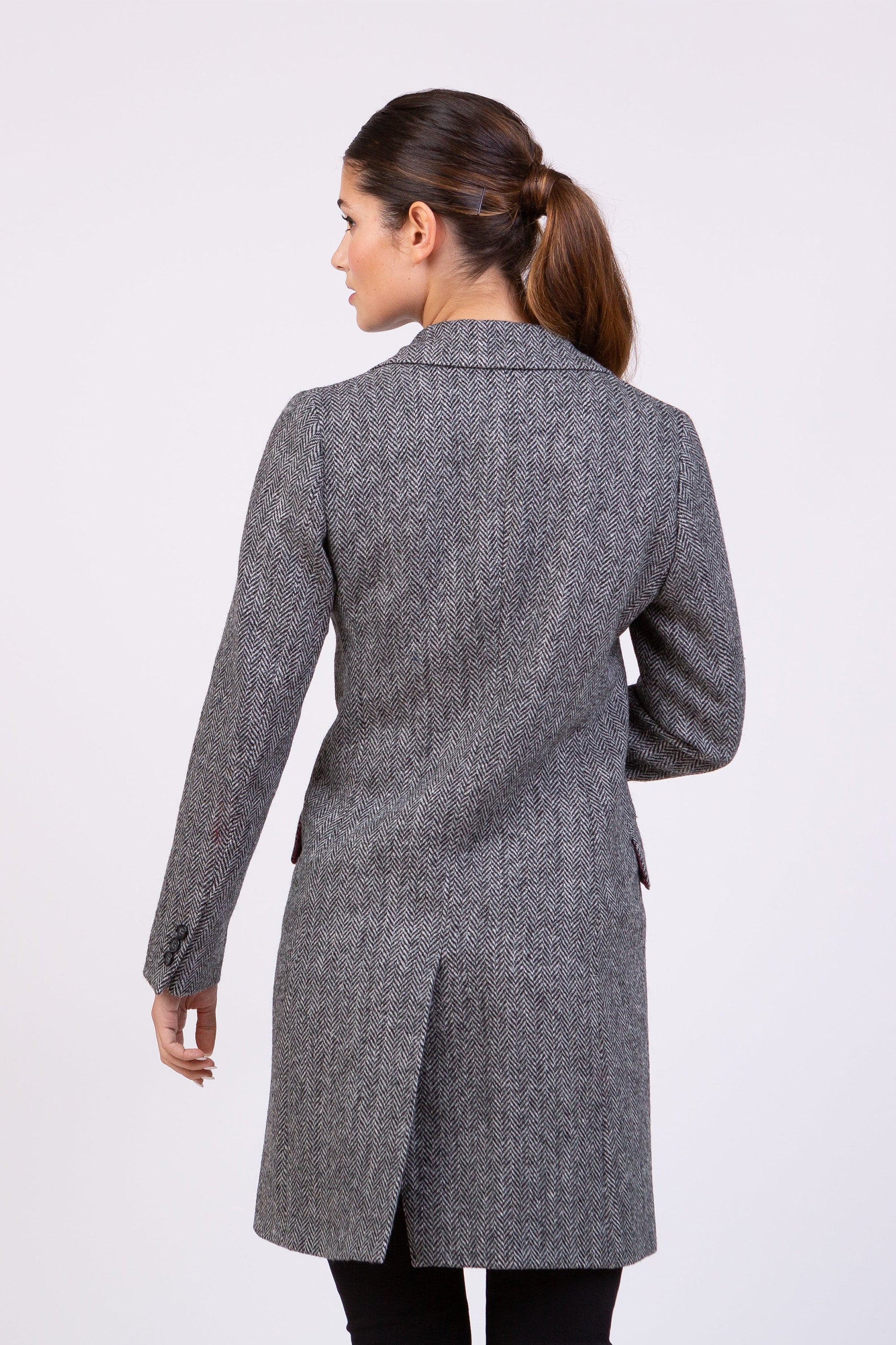 Grey tweed coat womens best sale