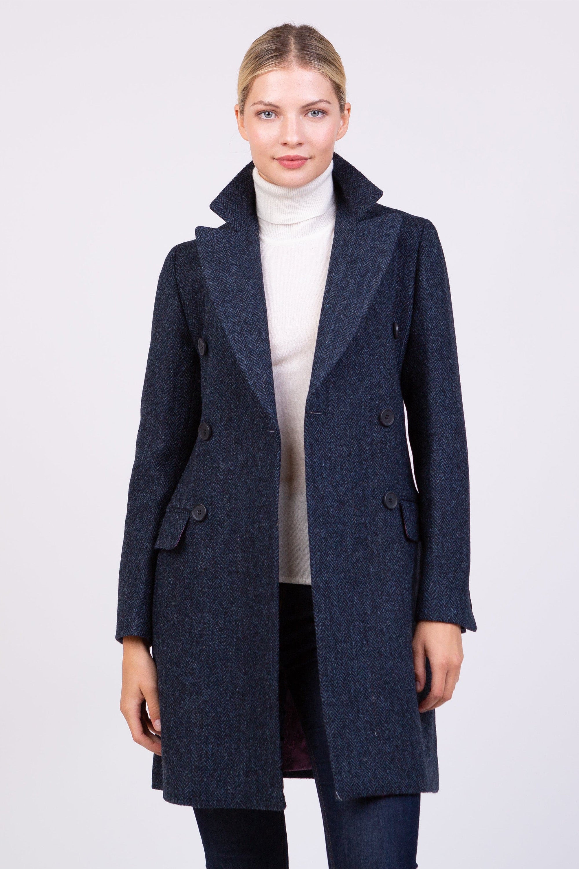 Navy tweed coat ladies hotsell