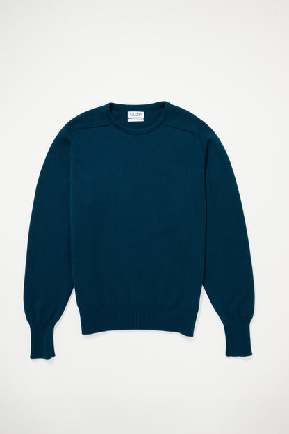 Made in Scotland Melrose Cashmere Crew Neck Jumper - Petrol Blue