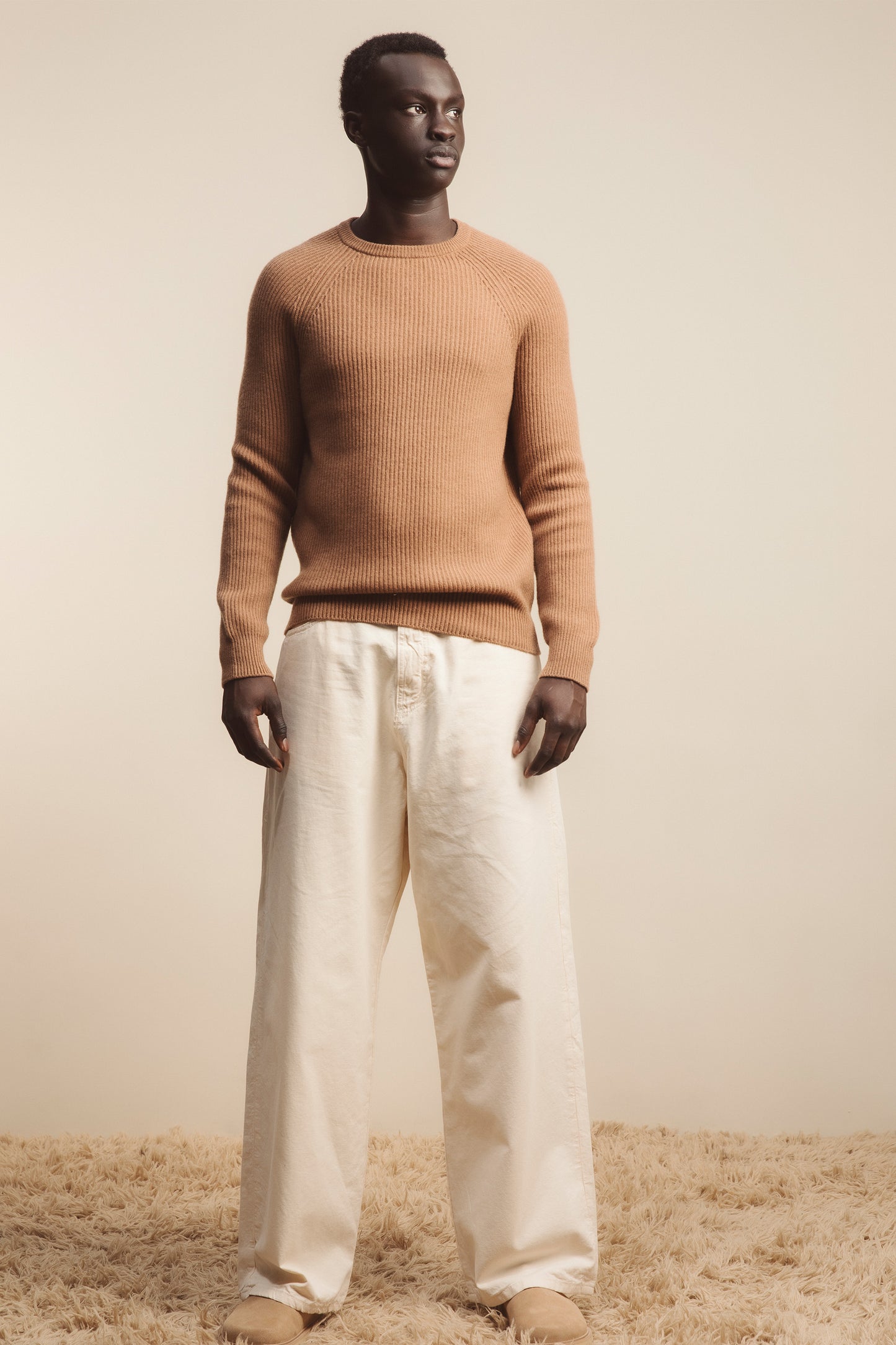 Newhaven Ribbed Cashmere Jumper - Bronze