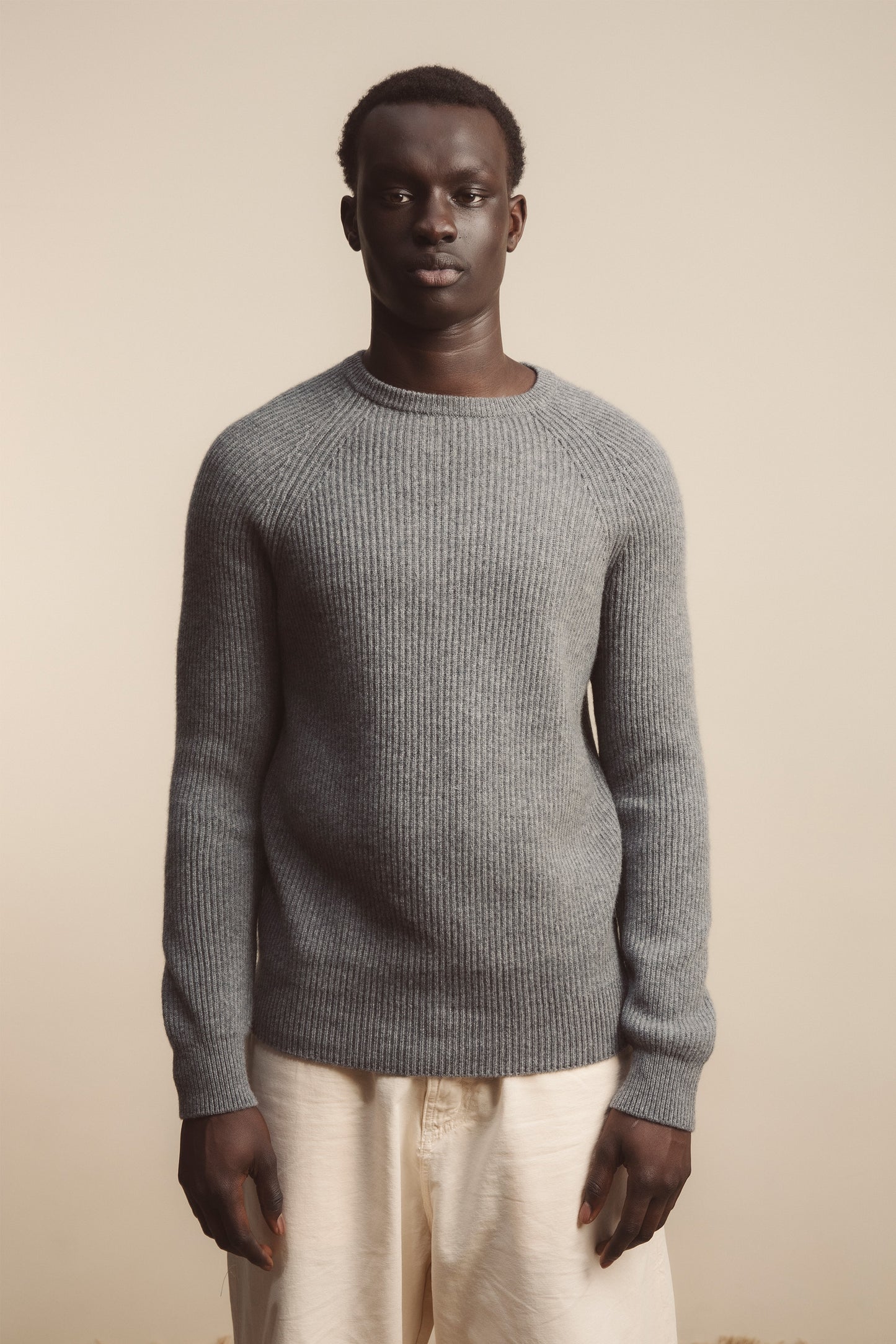 Newhaven Ribbed Cashmere Jumper - Derby Grey