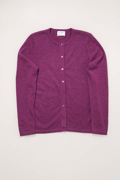 Women's Cashmere High Button Cardigan - Sloeberry