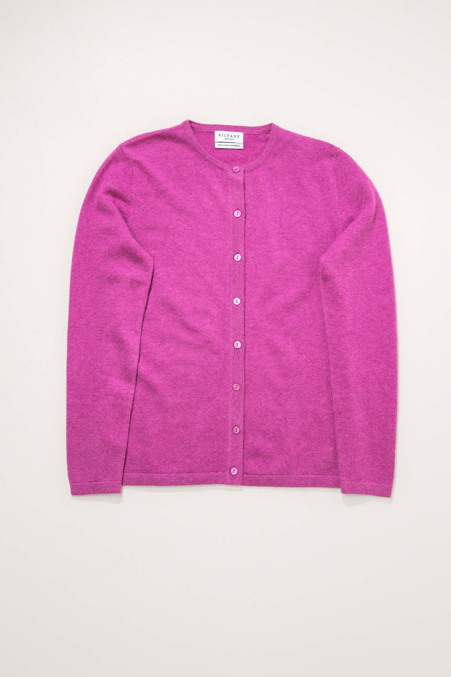 Women's Cashmere High Button Cardigan - Raspberry