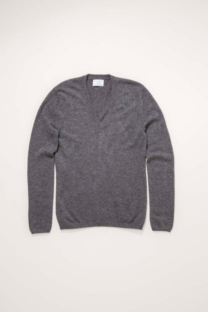 Women's Cashmere V Neck Jumper - Mid Grey