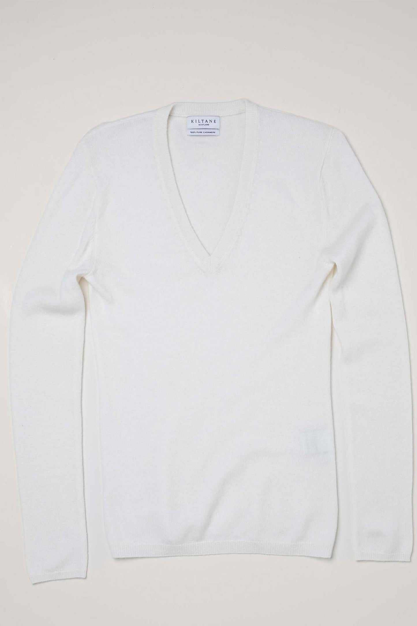 Women's Cashmere V Neck Jumper - Soft Cream