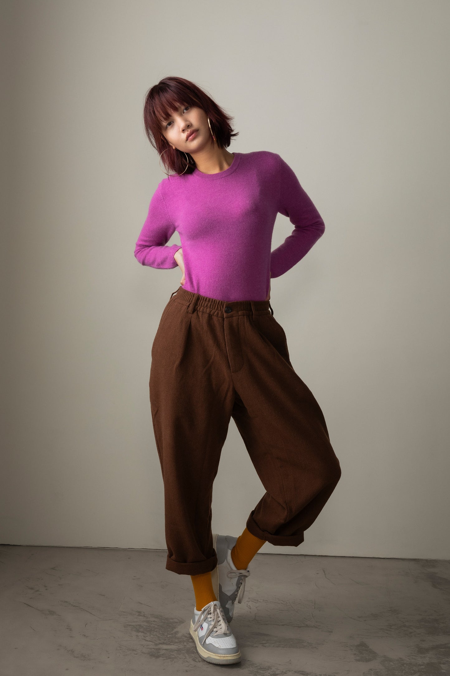 Women's Cashmere Crew Neck Jumper - Raspberry