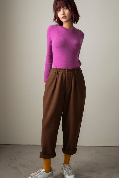 Women's Cashmere Crew Neck Jumper - Raspberry