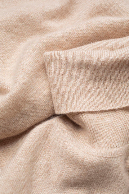 Women's Cashmere Polo Neck Jumper - Vicuna