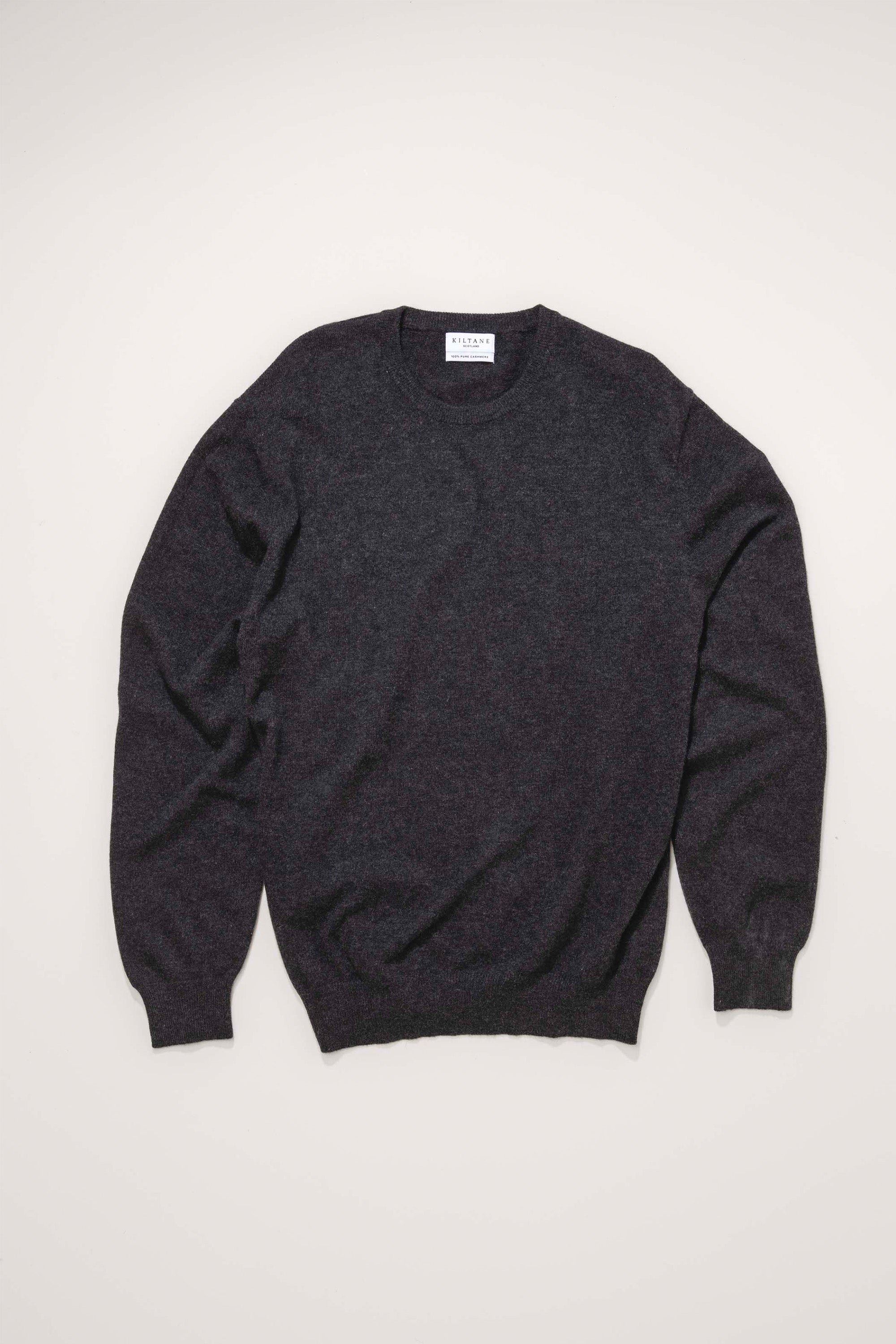 Men s Cashmere Crew Neck Jumper Charcoal