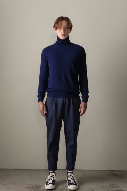 Men's Cashmere Roll Neck Jumper - Navy